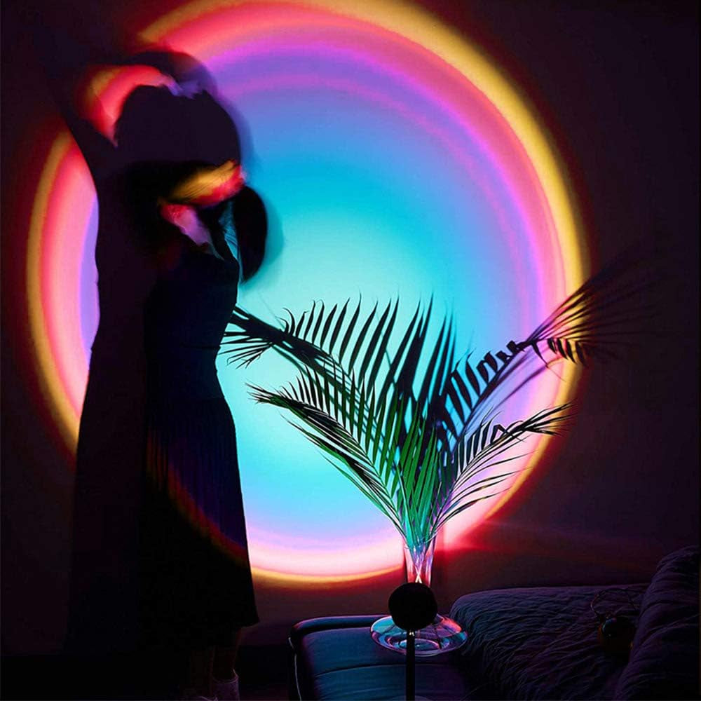 Sunset Lamp, Sunset Projector Lamp 10W LED Sunset Light Night Light 180 Degree Rotation Romantic Rainbow Light USB Charging for Bedroom Party Home Decor, Rainbow…