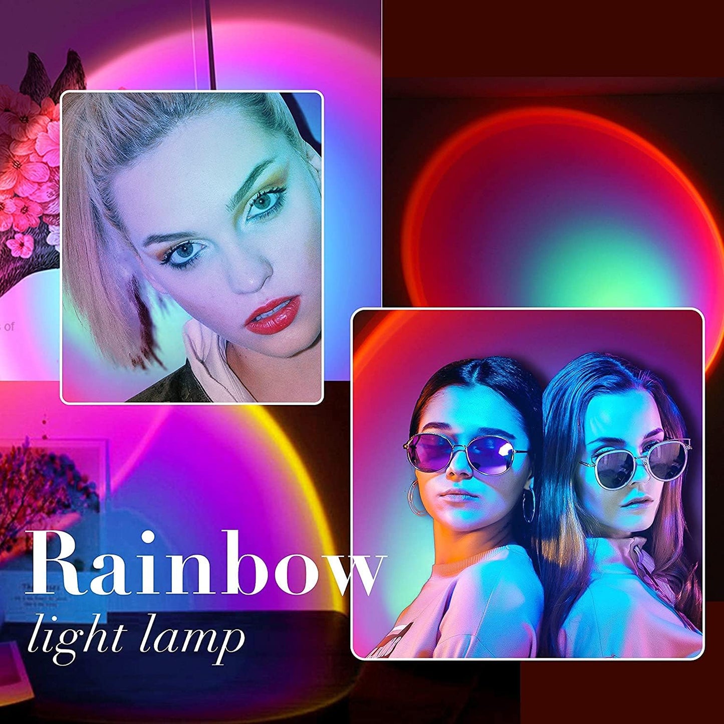 Sunset Lamp, Sunset Projector Lamp 10W LED Sunset Light Night Light 180 Degree Rotation Romantic Rainbow Light USB Charging for Bedroom Party Home Decor, Rainbow…