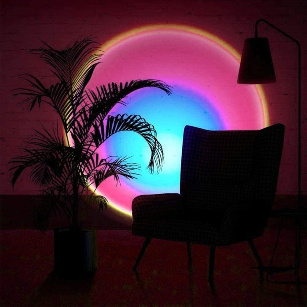 Sunset Lamp, Sunset Projector Lamp 10W LED Sunset Light Night Light 180 Degree Rotation Romantic Rainbow Light USB Charging for Bedroom Party Home Decor, Rainbow…