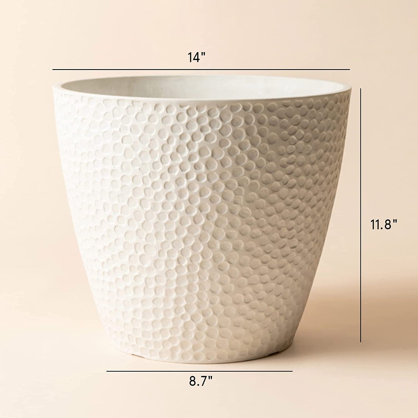 Outdoor Indoor Tree Planters,14 Inch Large Planter Flower Pots,Modern Decorative White Planter Pot for House Plants,Honeycomb